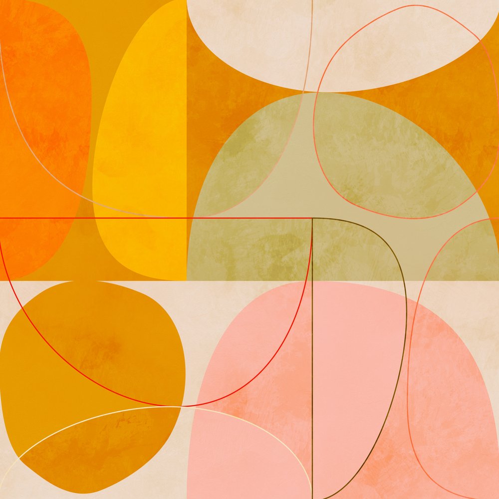 Midt i århundredet, karrygul, lyserød, forår 2 af Ana Rut Bre