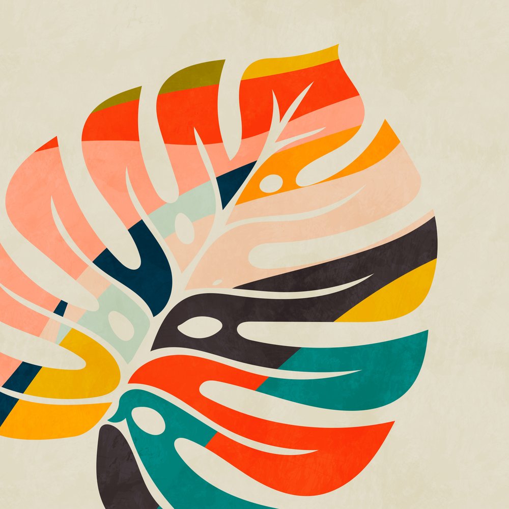 Farverige Monstera-blade af Ana Rut Bre