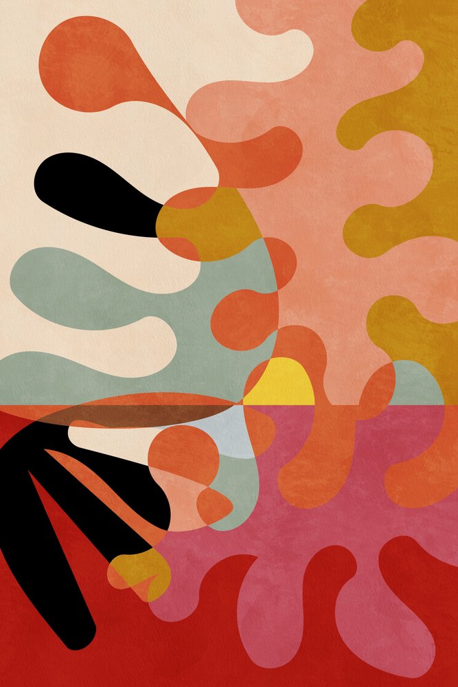 Varme farver og Bauhaus-geometri 5 af Ana Rut Bre