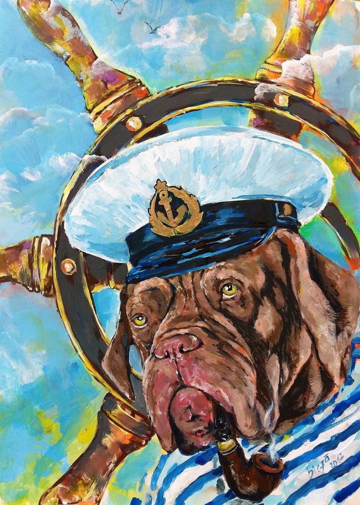 Kaptajn Hund med pibe af Anda Bieza