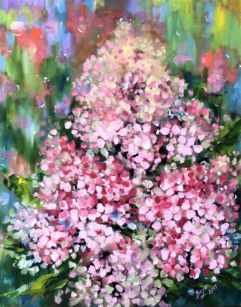 Maleriske lyserøde blomster af Anda Bieza