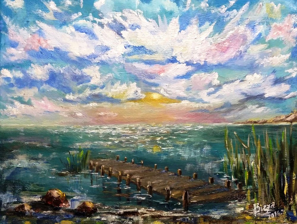 Den fredfyldte Sunset Pier af Anda Bieza