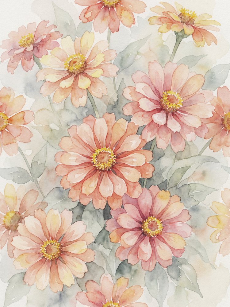 Blomstrende zinniaer i lyserøde nuancer af Andreas Magnusson