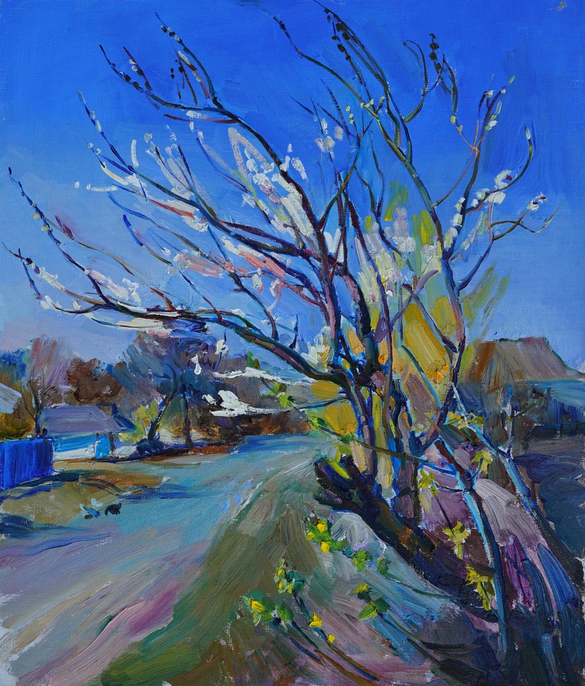 Den blomstrende landsbysti af Andrii Kutsachenko