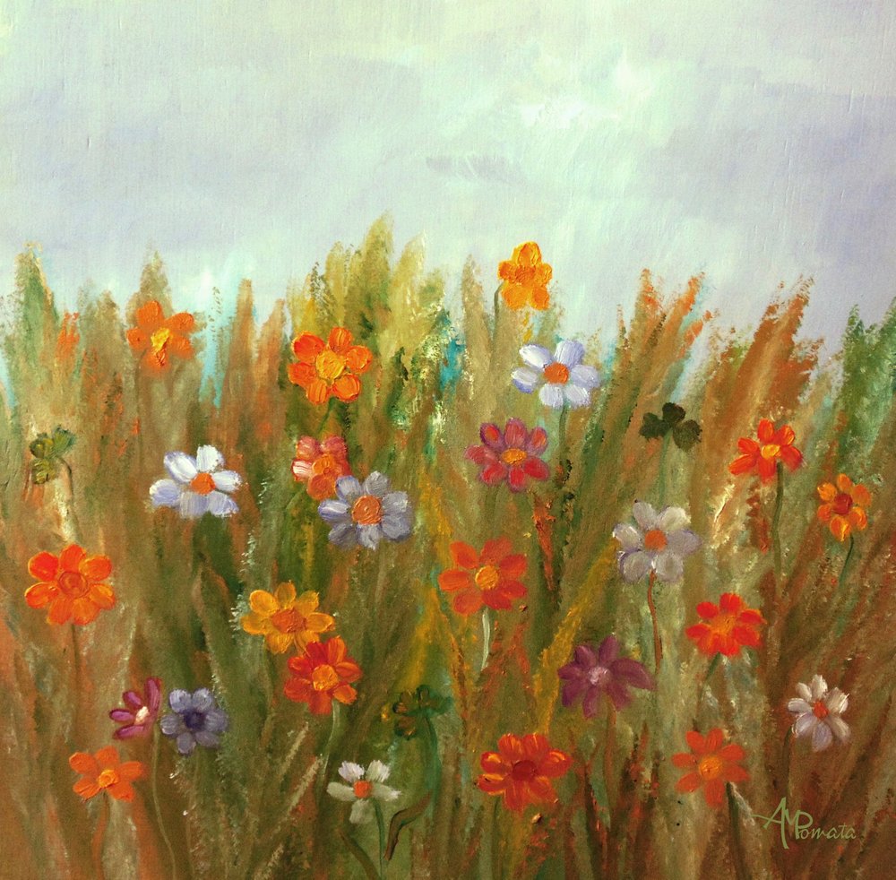 Farverigt blomsterfelt af Angeles M. Pomata
