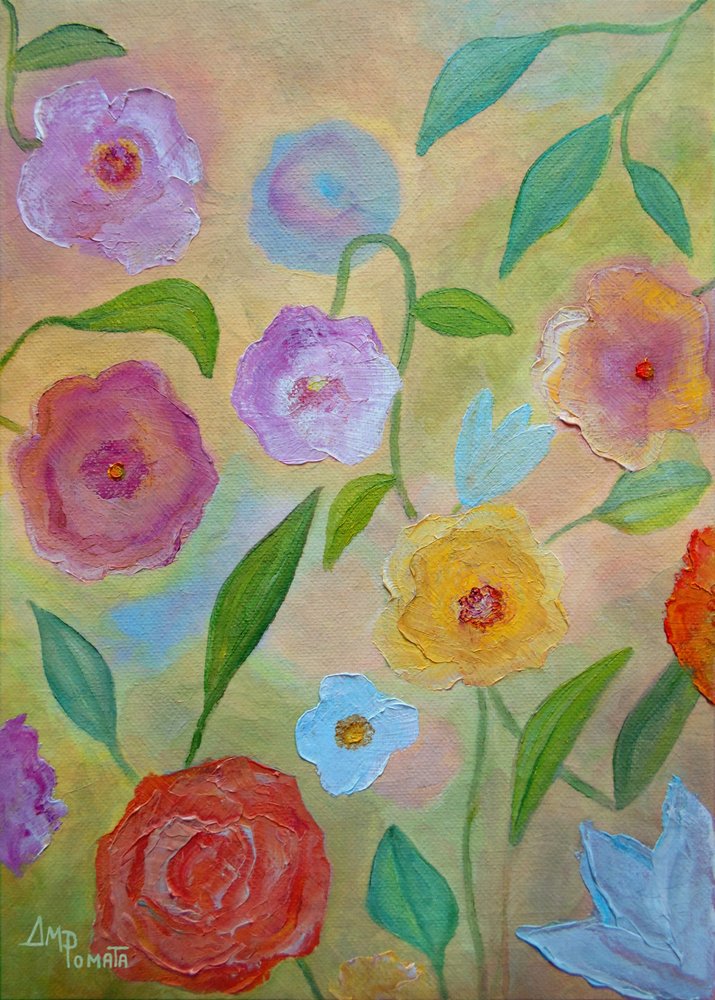 Farverige, malede blomster af Angeles M. Pomata