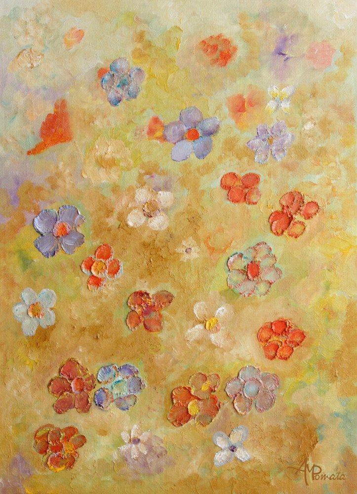 Farverige blomster med struktur af Angeles M. Pomata