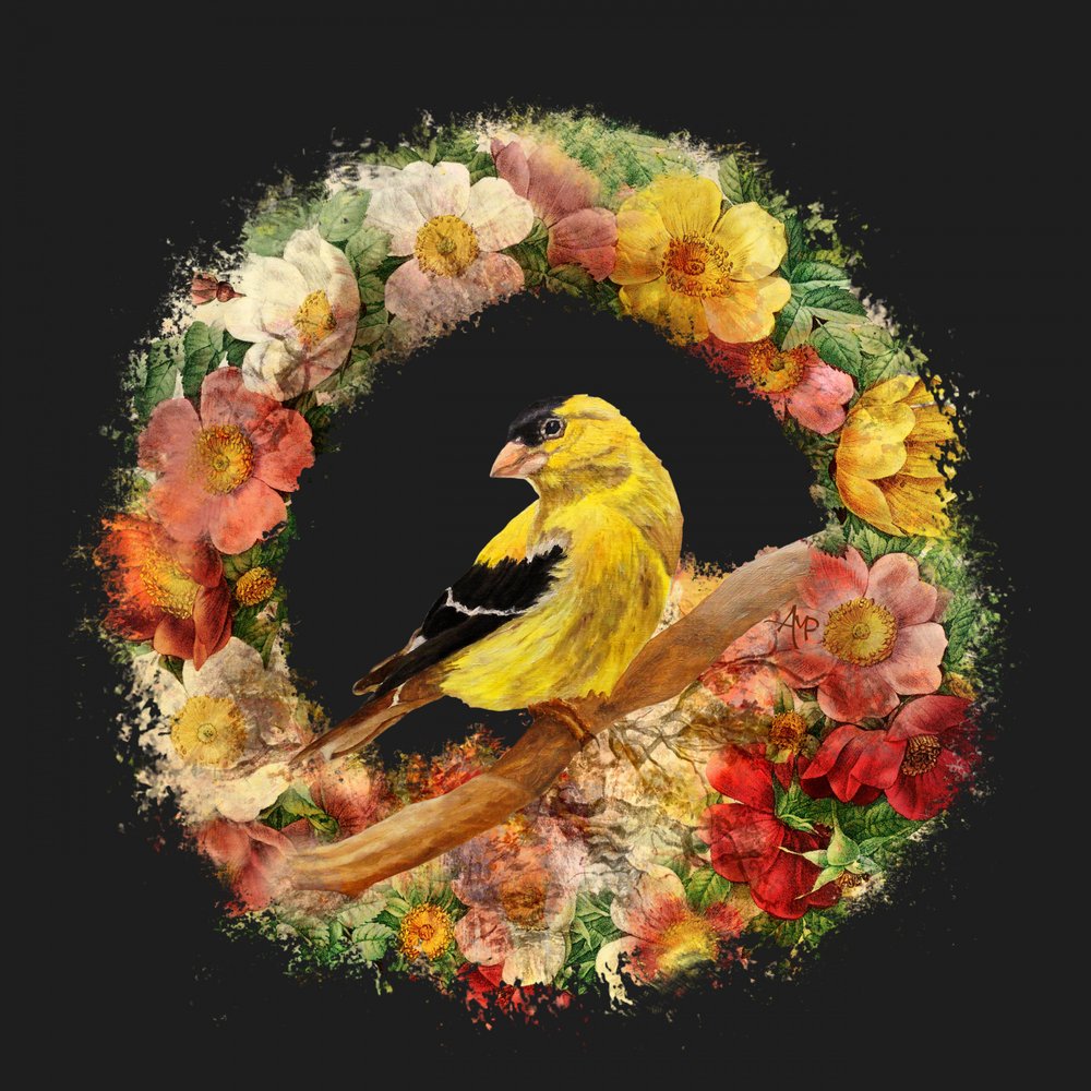 Blomsterkrans med guldfinker af Angeles M. Pomata