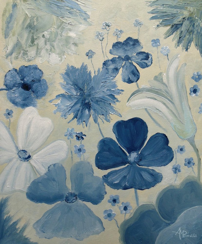 Bløde blå haveblomster af Angeles M. Pomata