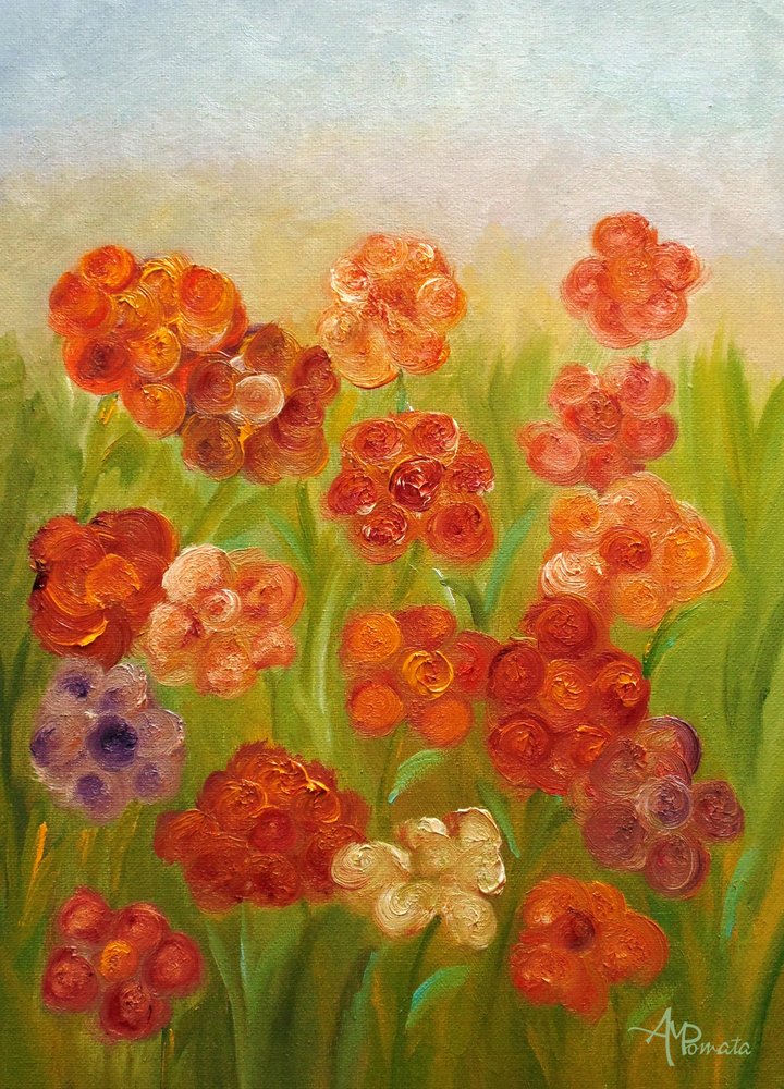 Farverig blomstereng af Angeles M. Pomata