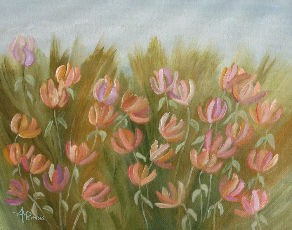 Farverig blomstereng af Angeles M. Pomata