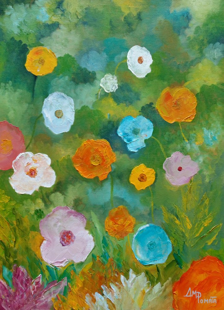 Farverigt blomsterfelt af Angeles M. Pomata
