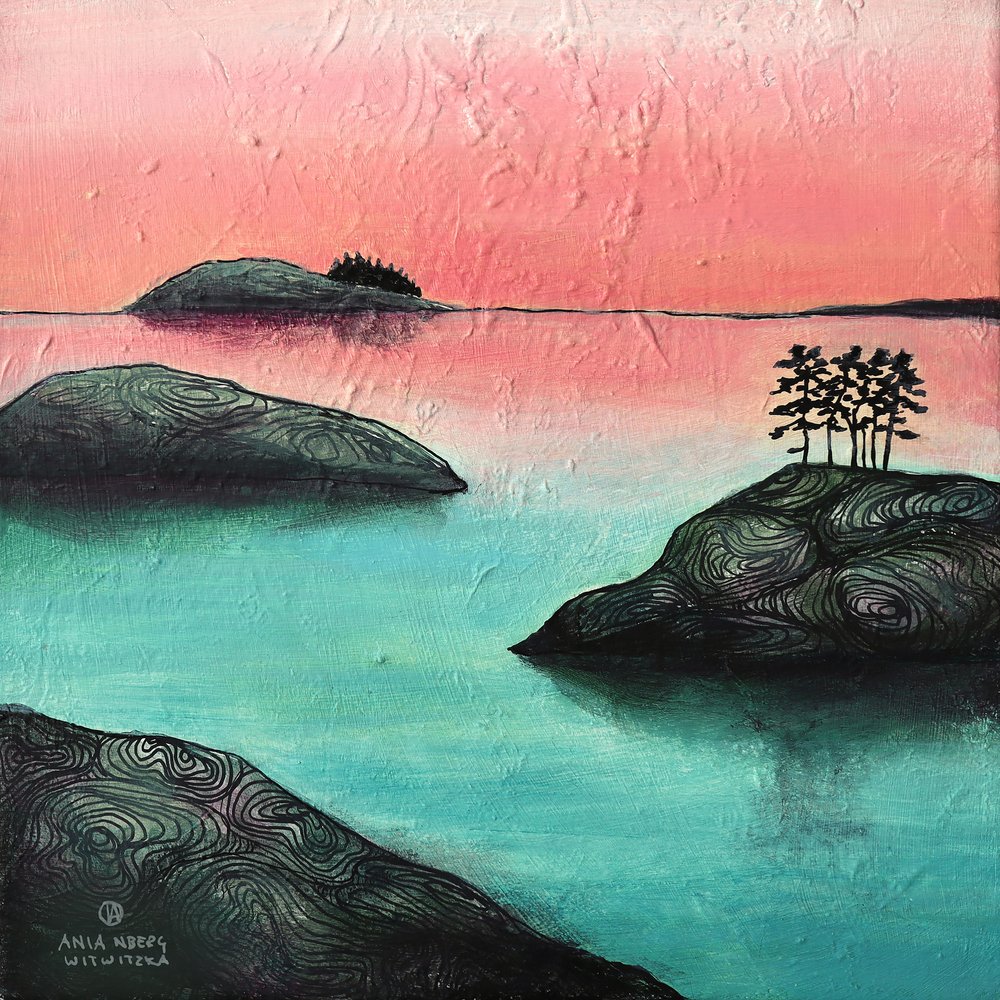 Landskab på Pink Sky Island af Ania Witwitzka