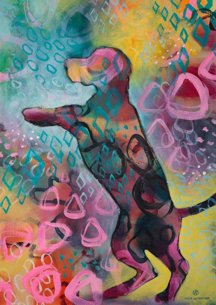 Livlig abstrakt hund af Ania Witwitzka