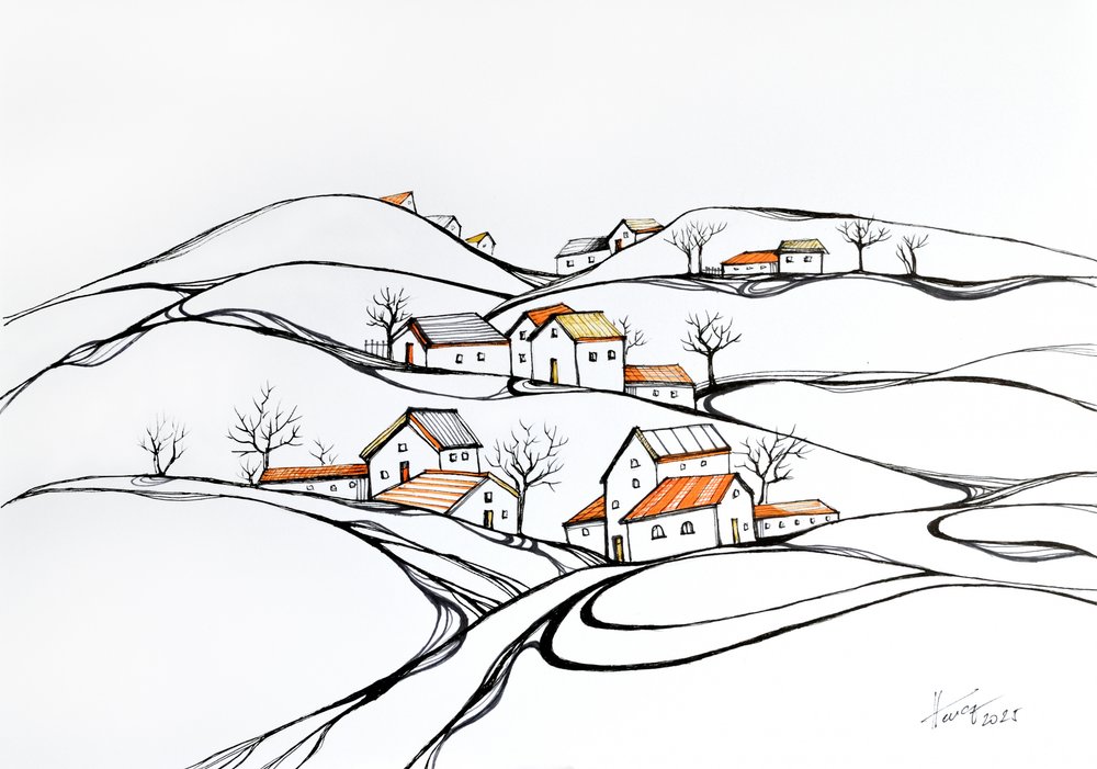 Winter Village Hills af Aniko Hencz