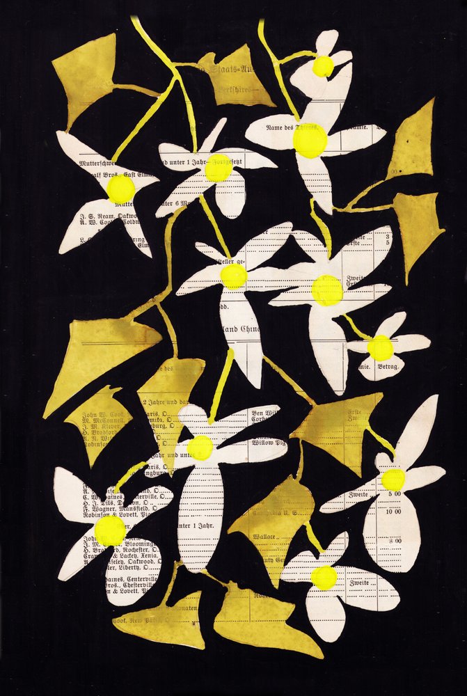 Farverig blomstercollage af Annick
