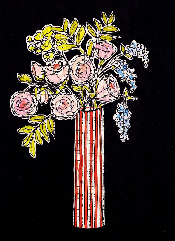 Farverig blomstervase af Annick