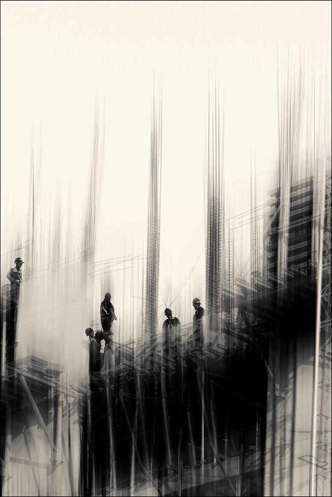 Abstrakt: Bygningsarbejdere af Armando Robles