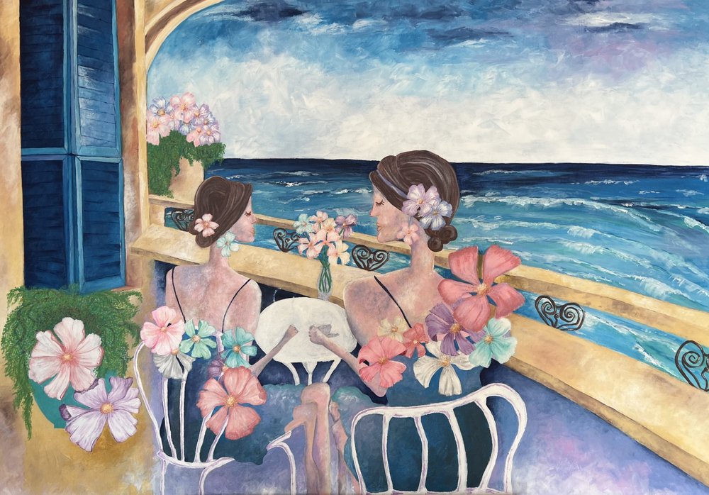 Balkon med udsigt over Middelhavet af Augustus Caelthorne