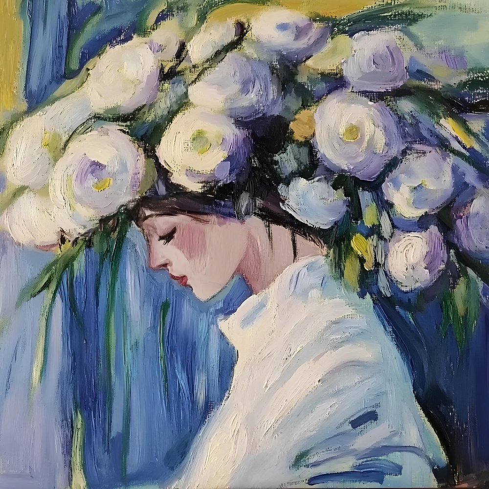 Drømmende blomsterportræt af Avanesova Elena