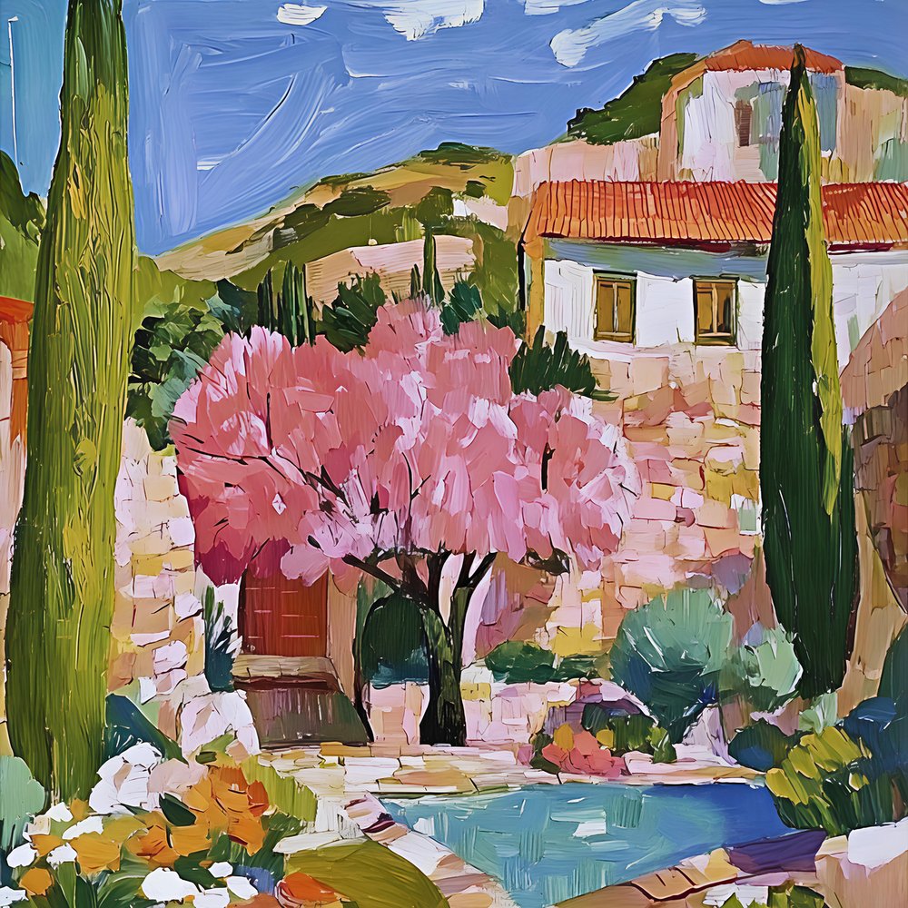 Pink Blossom Landsby af Avanesova Elena