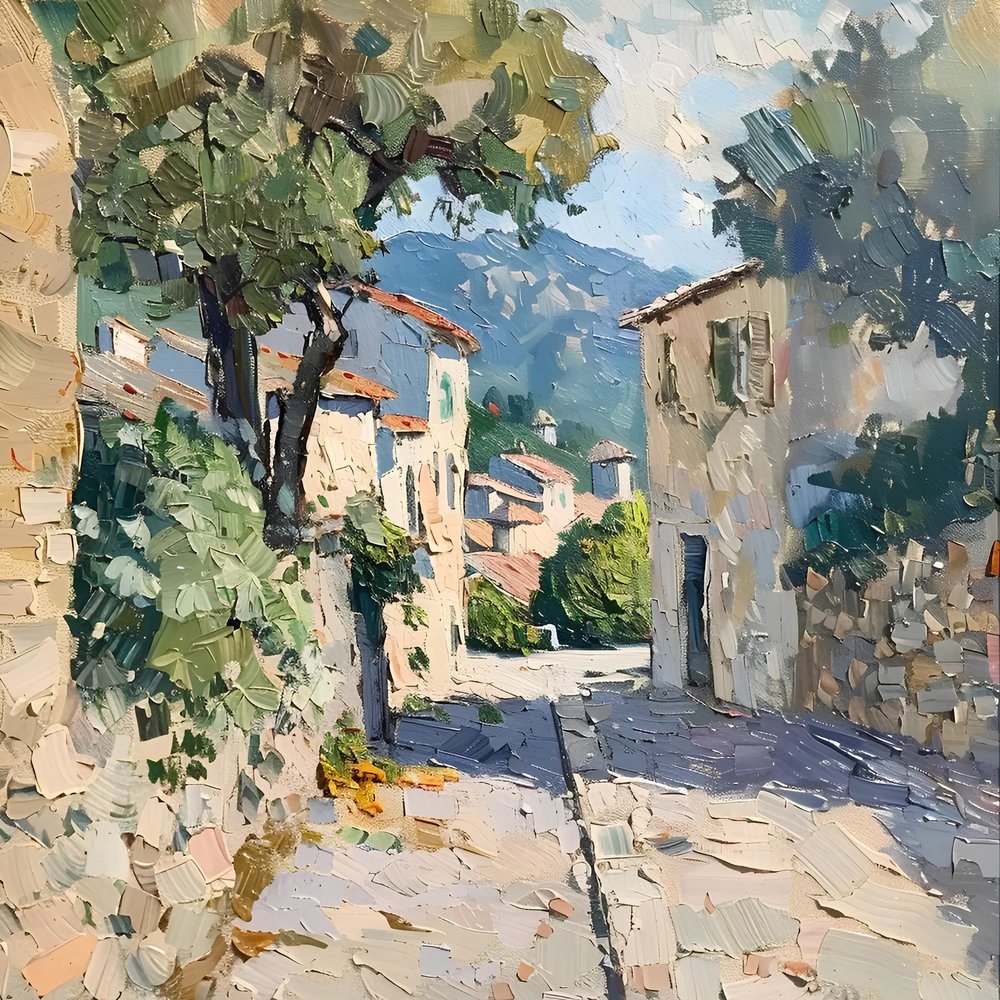 Sunny Village Street af Avanesova Elena