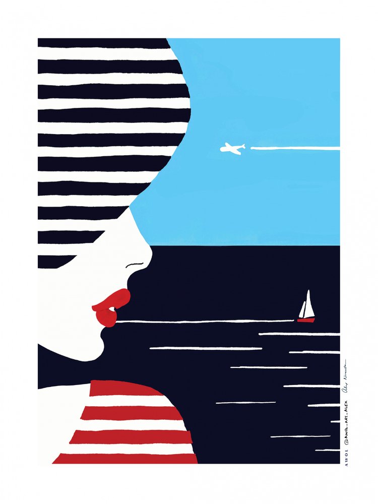Kvinde, der betragter havet af Awol Art Alex