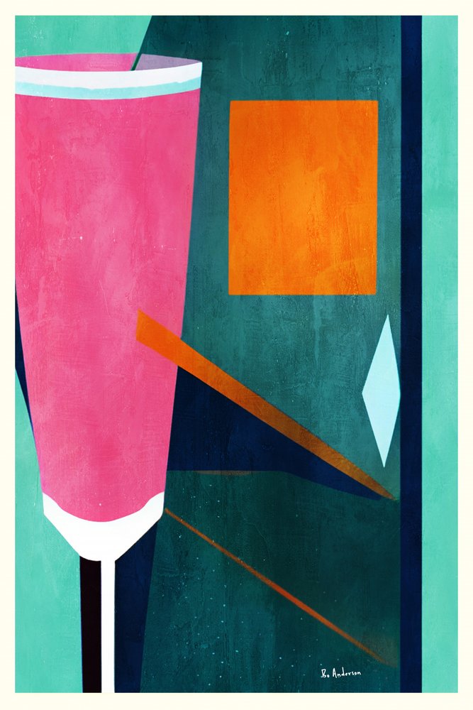 Lyserød, orange, geometrisk, abstrakt af Bo Anderson