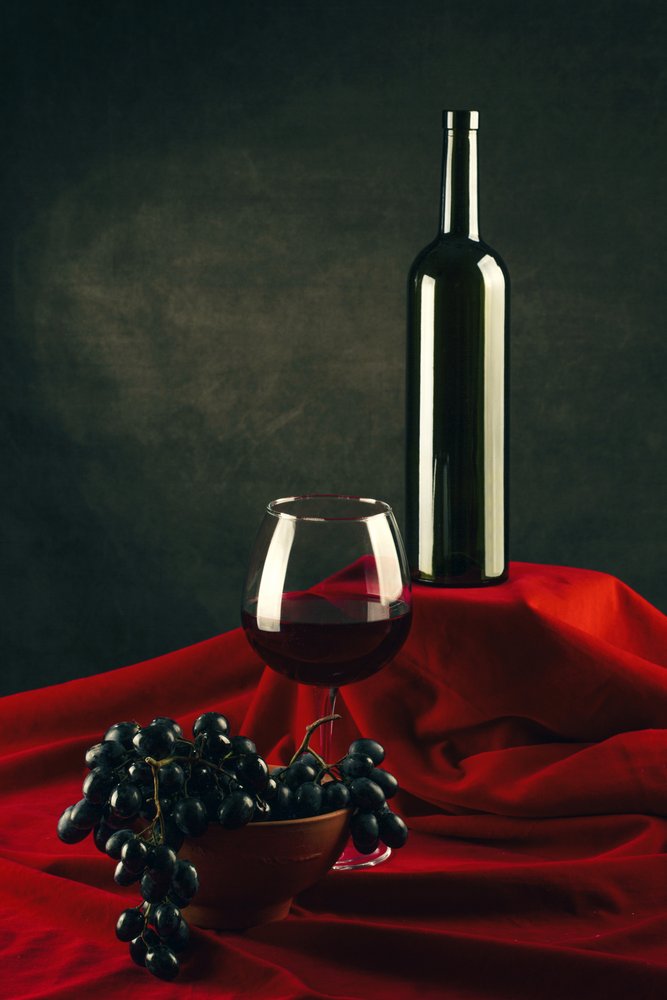 Stilleben med vin og druer af Brig Barkow