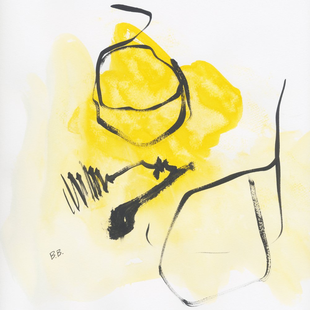 Abstrakt gul figur af Bronwyn Baker