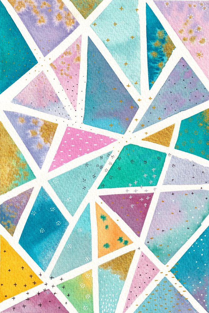 Farverig geometrisk mosaik af Camille Contini
