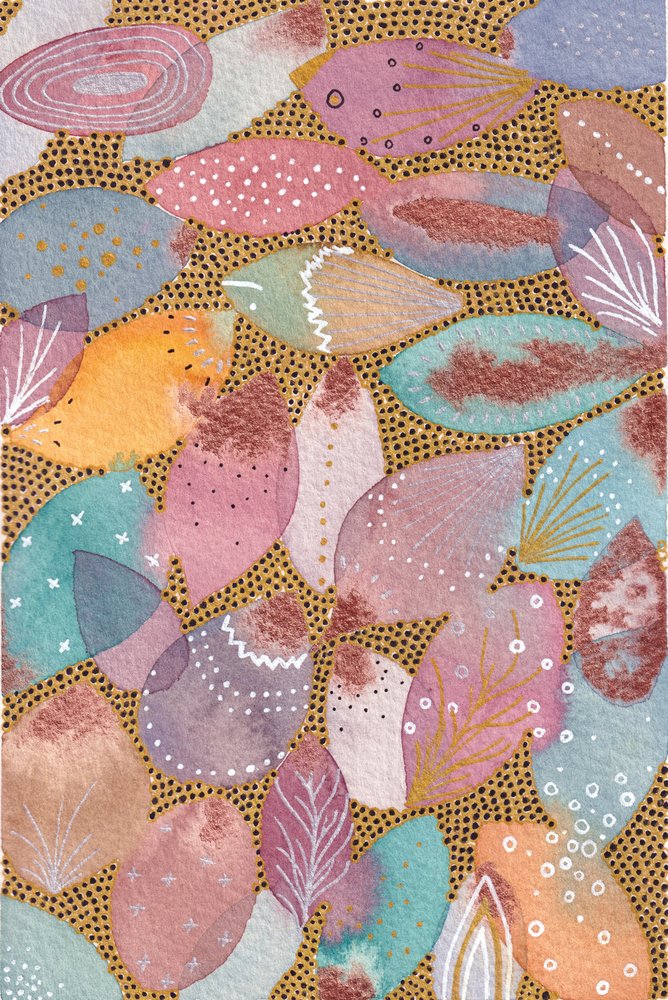 Pastelfarvede botaniske former af Camille Contini
