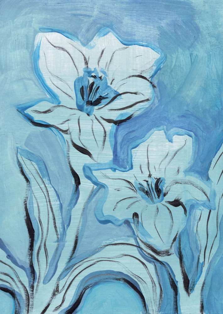 Abstrakte blå blomster af Catalina Somolinos