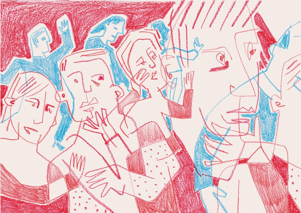 Udtryksfulde figurer i rødt og blåt af Catalina Somolinos