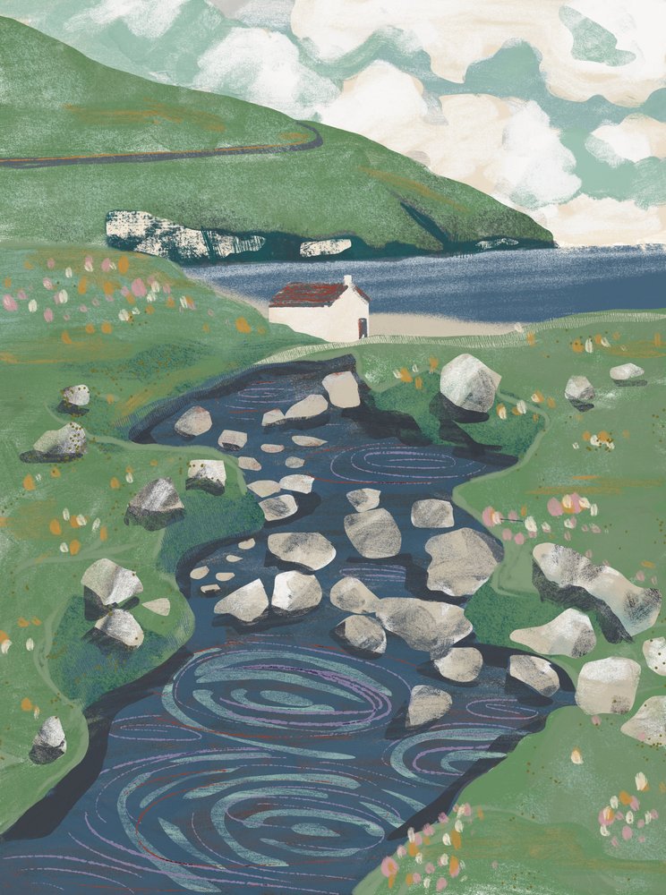 Winding Stream Landsted af Charlotte Trudgett