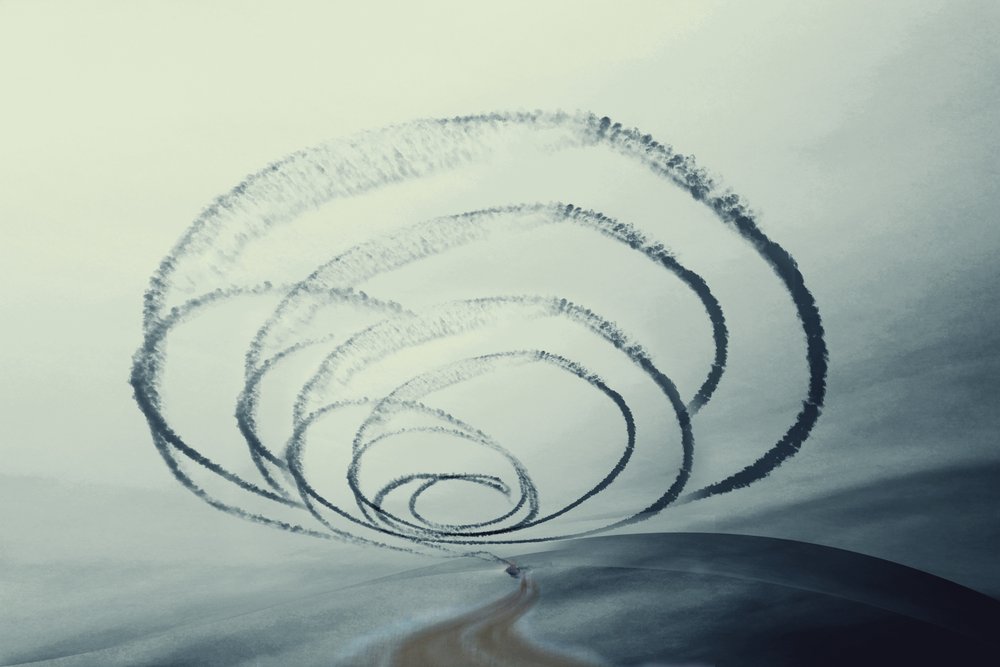 Spiralformet røglandskab af Christina Sillen