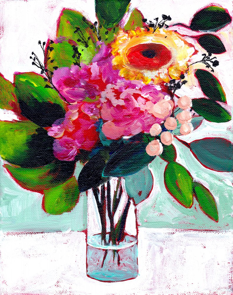 Farverig blomsterbuket af Christine Lindstrom