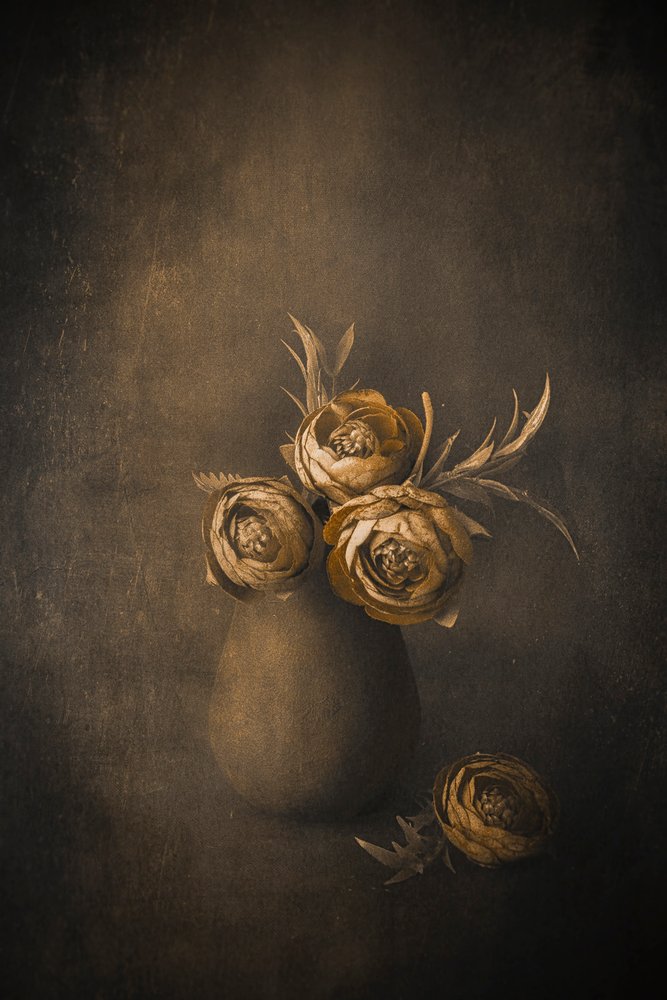 Vintage blomsterstilleben af Cicek Kiral