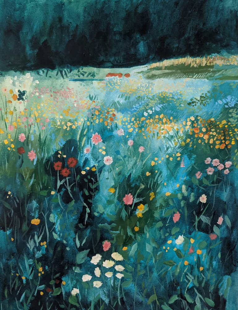 Farverig eng med vilde blomster af Claire Whitehead