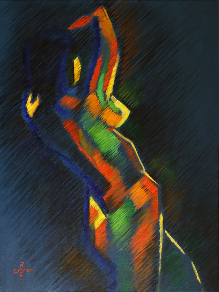 Farverig abstrakt figur af Corné Akkers