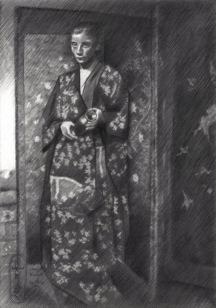 Elegant japansk kvinde i kimono af Corné Akkers