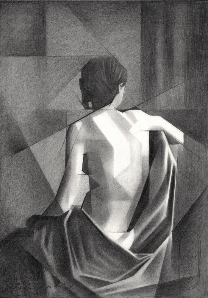 Geometrisk draperet figur af Corné Akkers