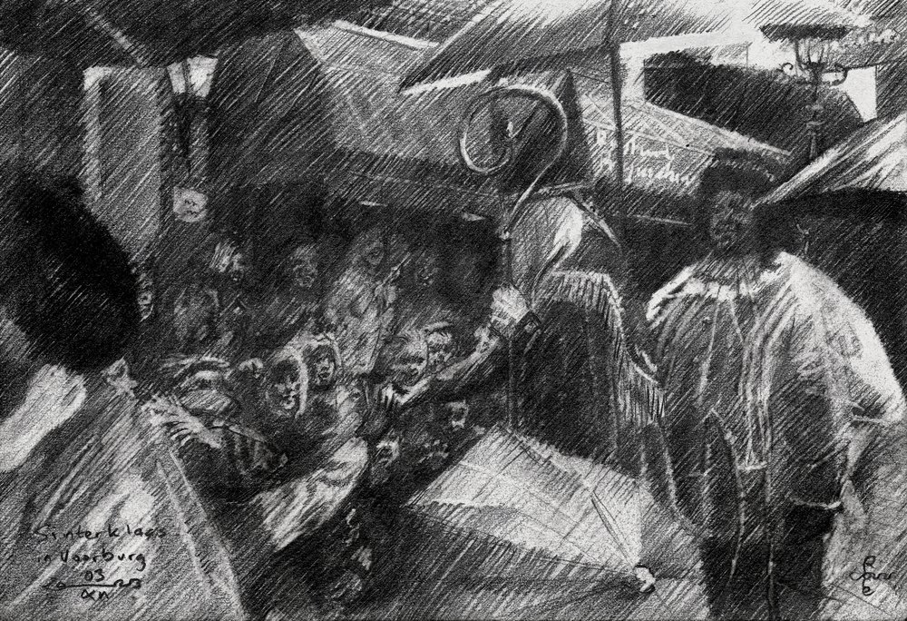 Sinterklaas-paraden i den regnfulde by af Corné Akkers