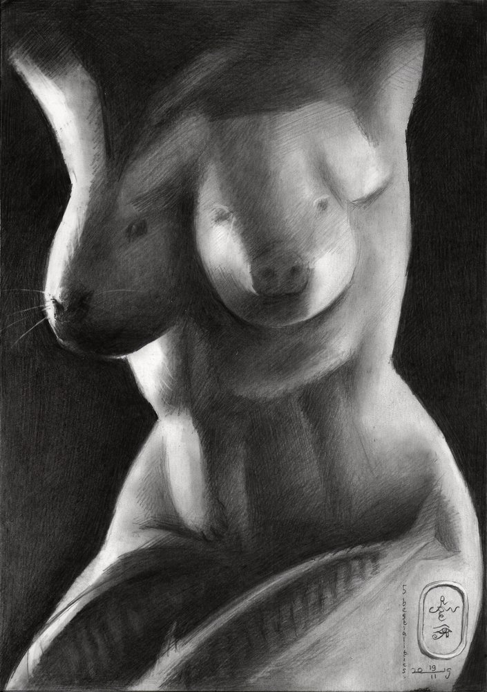 Surrealistisk hybrid kvindefigur af Corné Akkers