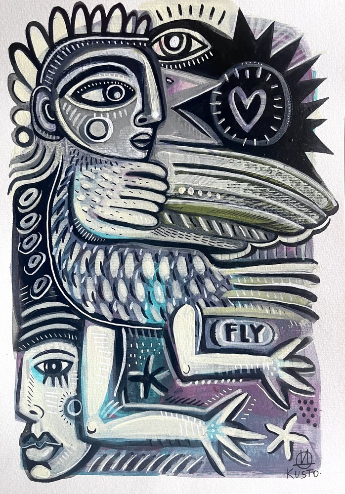 Abstrakt flyvende figur af Daia Kusto