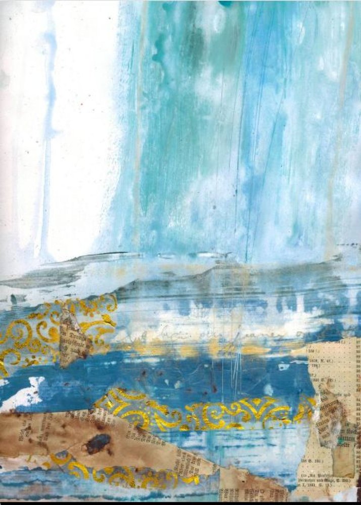 Abstrakt: Ocean Gold af Deb Chaney