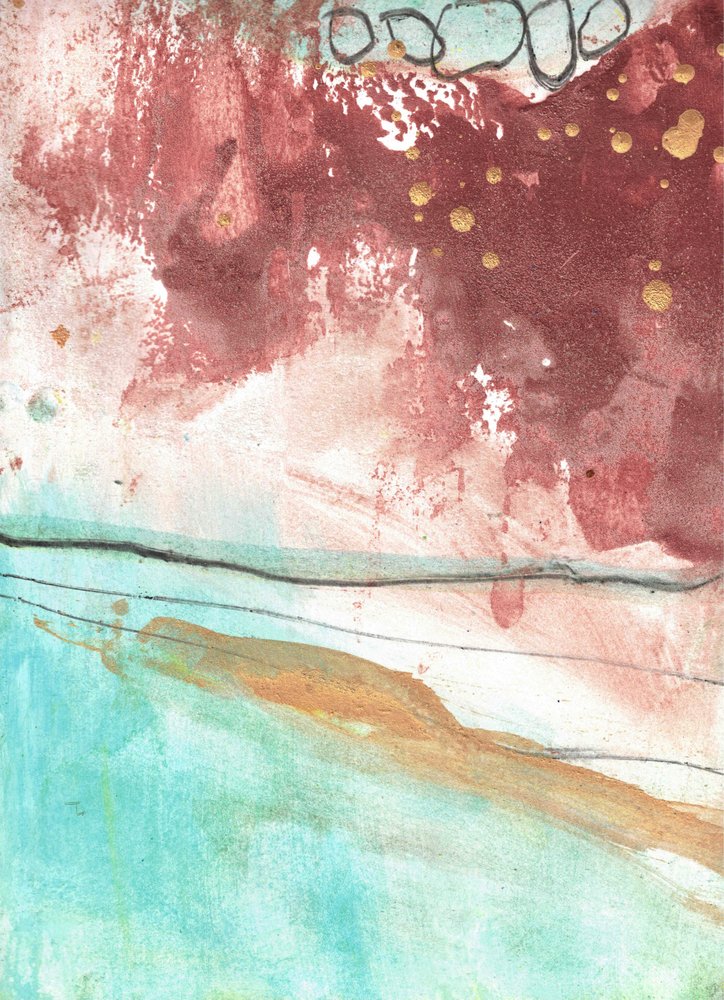 Abstrakt: »Serene Gold Flow« af Deb Chaney