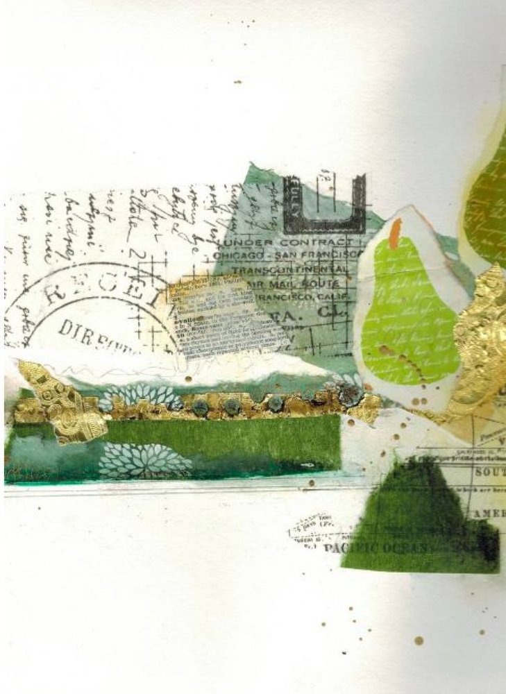 Collage med grønne pærer af Deb Chaney