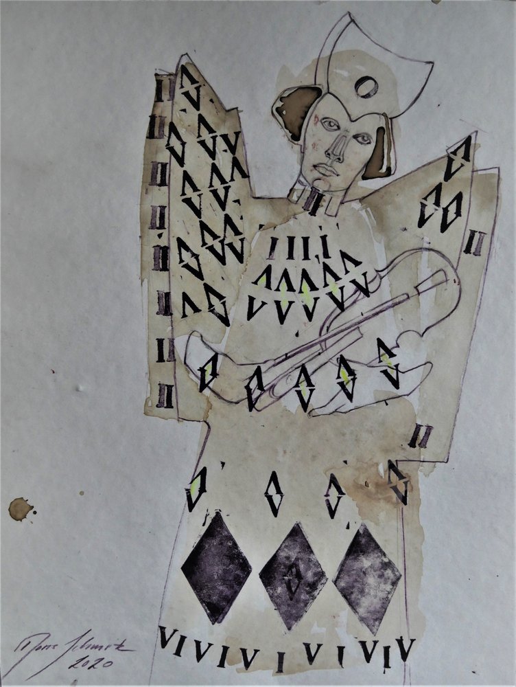 Engleagtig geometrisk musiker af Doris Schmitz