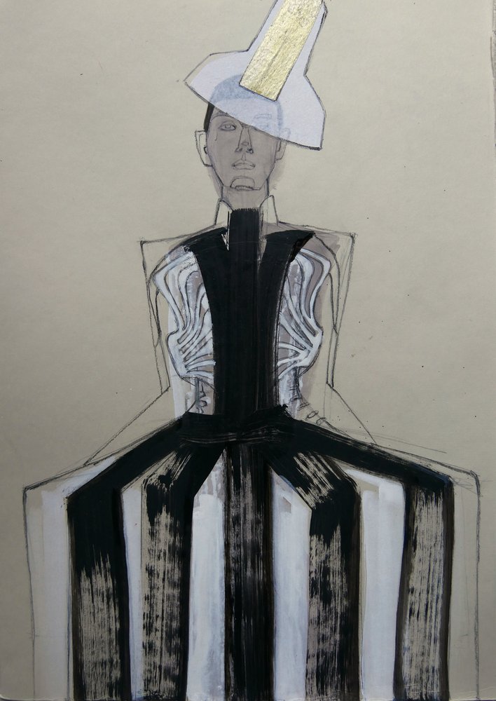 Avantgarde-modeportræt af Doris Schmitz